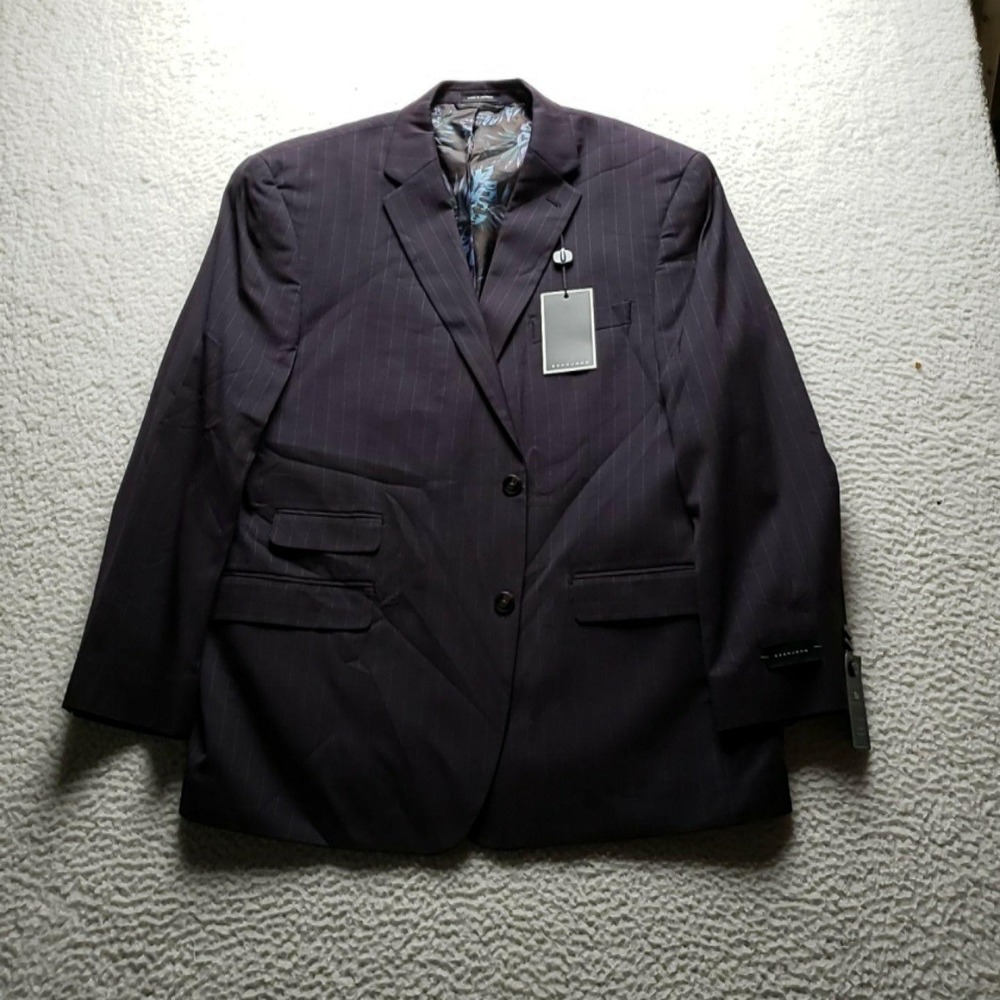 Sean John Suit Jacket Mens 46 Purple Stripe Polyester Rayon Stretch 2 Button